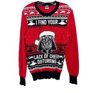 Star Wars Red Fair Isle Christmas Sweater Darth‎ Vader Lack of Cheer Size Small